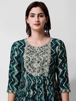 Thumbnail for Nayra Cut Printed And Embroidered Kurta With Pant & Dupatta Set, Multicolor - Hiral Fashion - Distacart