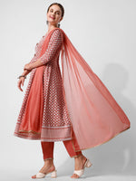 Thumbnail for Lucknowi Embroidered Anarkali Kurta With Pant & Dupatta Set, Multicolor - Hiral Fashion - Distacart