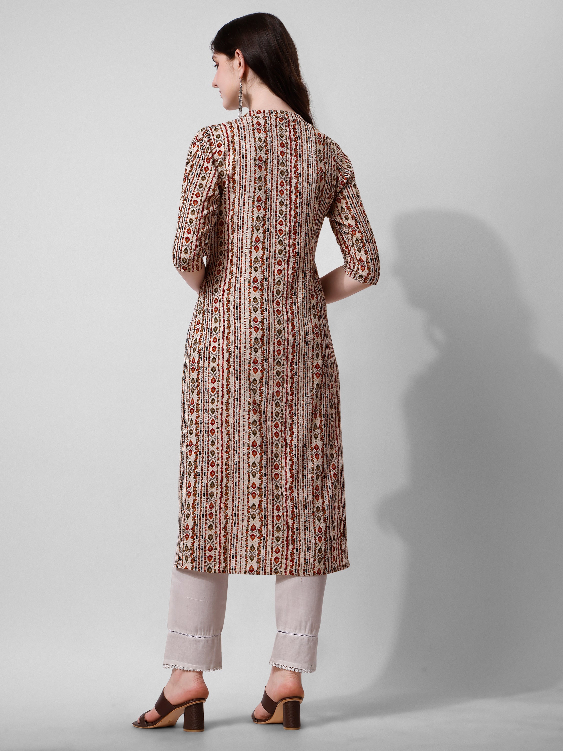 Ethnic Motif Printed Kurta, Multicolor - Hiral Fashion - Distacart