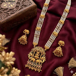 Thumbnail for Jewel City Traditional Gold-Plated Temple Jewelry Set - Handcrafted Elephant Motif Green Bead Long Necklace & Jhumka Earrings - Distacart