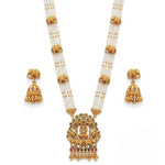 Thumbnail for Jewel City Traditional Gold-Plated Temple Jewelry Set - Handcrafted Elephant Motif Green Bead Long Necklace & Jhumka Earrings - Distacart