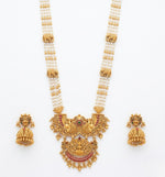 Thumbnail for Jewel City Antique Temple Jewelry Gold-Plated Necklace Set with Lakshmi Pendant & Earrings Traditional South Indian Bridal Jewelry - Distacart