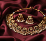 Thumbnail for Jewel City Exquisite Antique Gold-Plated Temple Choker Necklace Set - Distacart