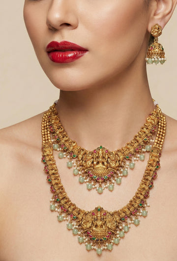 Jewel City Traditional Gold Plated Lakshmi Temple Jewelry Set - Distacart