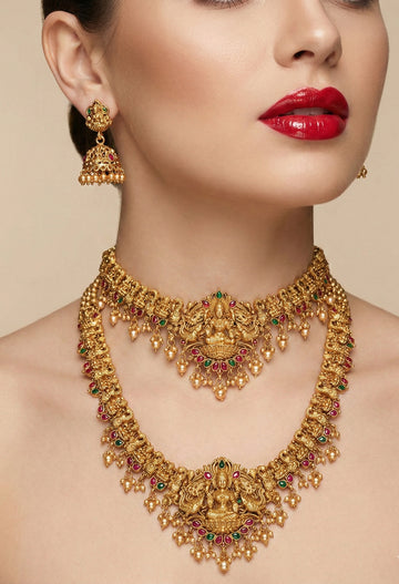 Jewel City Traditional Gold Plated Lakshmi Temple Jewelry Set - Distacart
