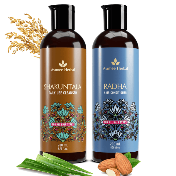 Avimee Herbal Shakuntala Hair Cleanser and Radha Hair Conditioner Combo For Silky, Shiny & Strong Hair - Distacart