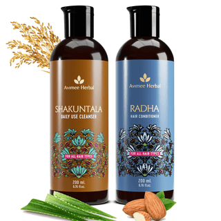 Avimee Herbal Shakuntala Hair Cleanser and Radha Hair Conditioner Combo For Silky, Shiny & Strong Hair - Distacart