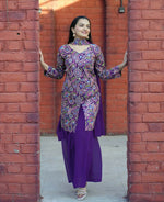 Thumbnail for Teeya Creation Purple Color Tapeta Silk Embroidery Work Party Wear Palazzo Set - Distacart