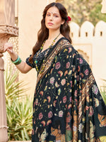 Thumbnail for NOZ2TOZ Women's Silk Blend Black Printed Designer Saree With Blouse Piece - Distacart