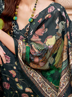 Thumbnail for NOZ2TOZ Women's Silk Blend Black Printed Designer Saree With Blouse Piece - Distacart
