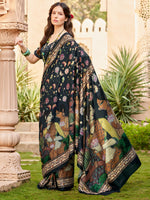 Thumbnail for NOZ2TOZ Women's Silk Blend Black Printed Designer Saree With Blouse Piece - Distacart
