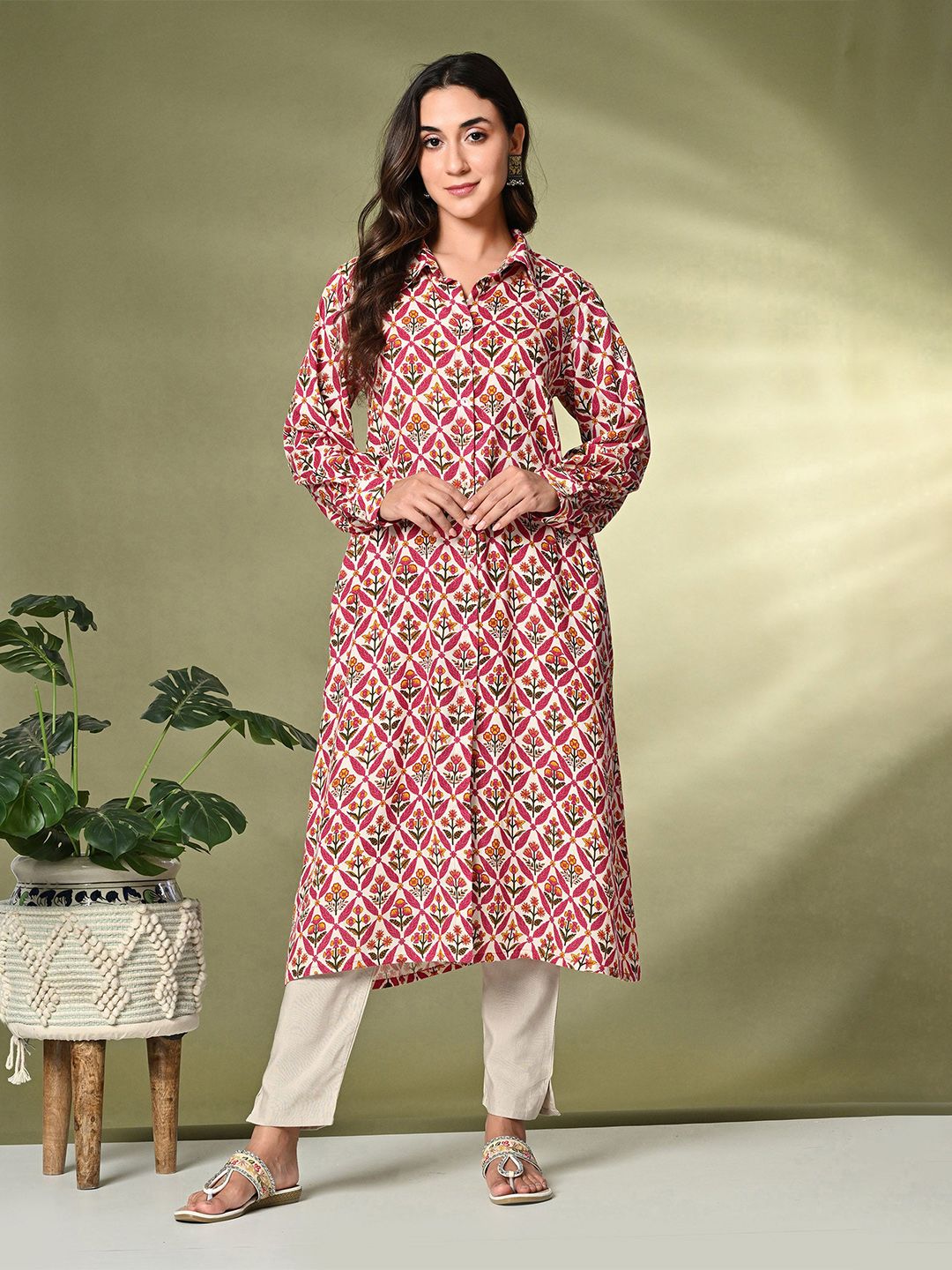 Sangria Printed A-Line Kurta - Distacart