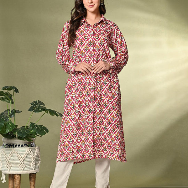 Sangria Printed A-Line Kurta - Distacart