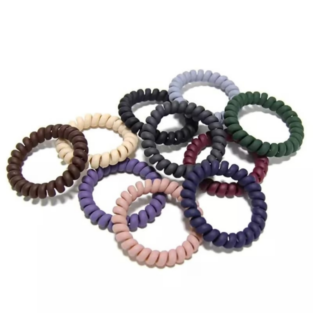 Bronson Professional Spiral Hair Ties Rubber Band - Dark Brown - Dista