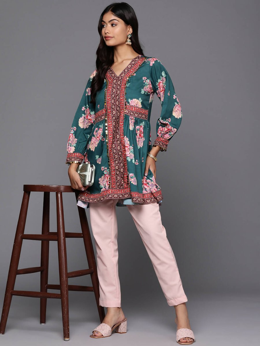 Ahalyaa Women's Traditional wear Tunic - Green - Distacart