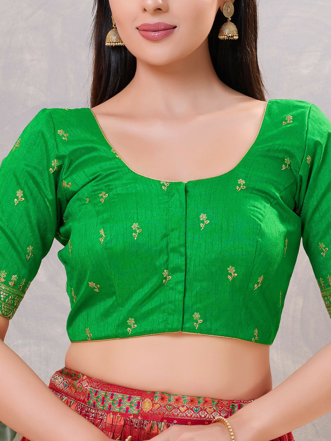 Joban Fashion Women Silk GREEN Stitched Blouse - Distacart