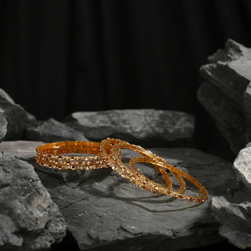 Afast Elegant Bridal & Wedding Party Fashion Bangle/Kada Set, Gold, Glass, Pack Of 12 Model No- A10 - Distacart