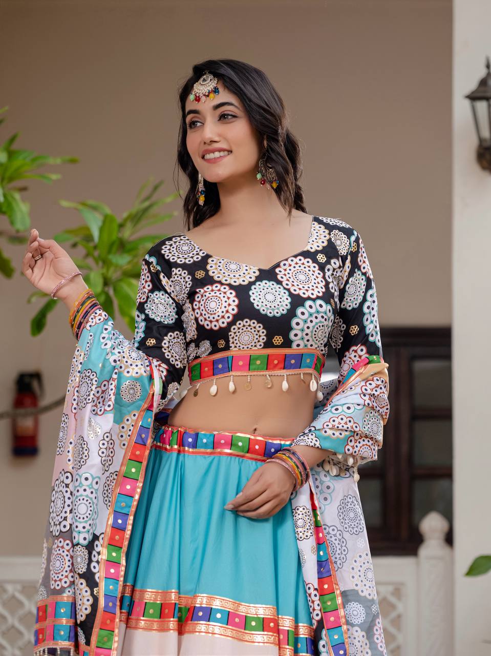Teeya Creation Multi Colour Creap Silk Navratry Special Lehenga Choli - Distacart