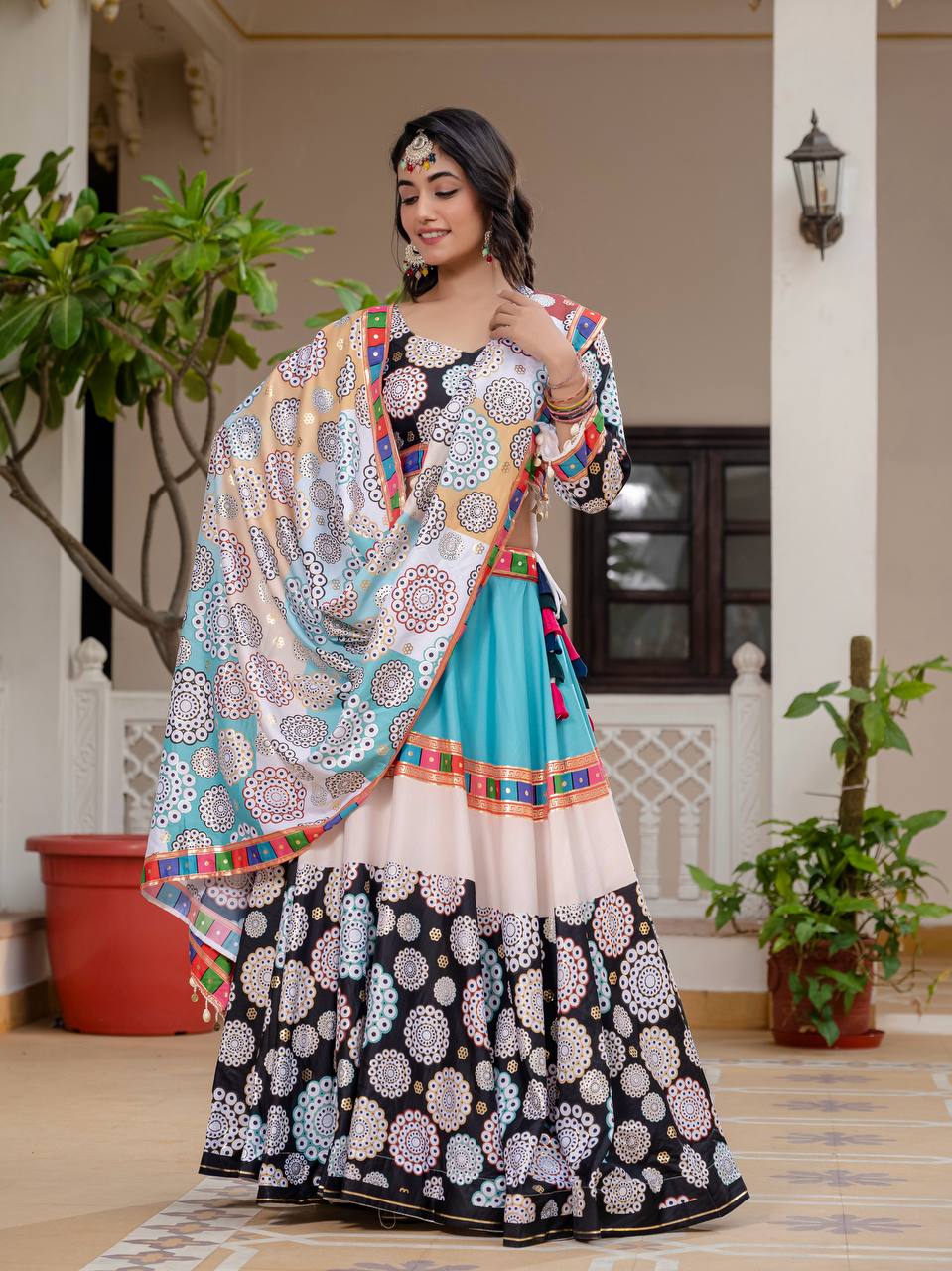 Teeya Creation Multi Colour Creap Silk Navratry Special Lehenga Choli - Distacart