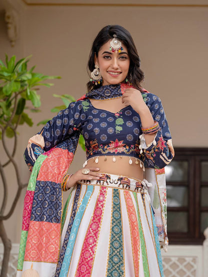 Teeya Creation Multi Colour Creap Silk Navratry Special Lehenga Choli - Distacart