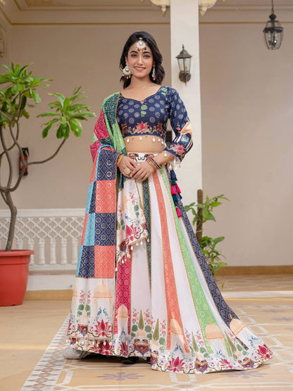 Teeya Creation Multi Colour Creap Silk Navratry Special Lehenga Choli - Distacart