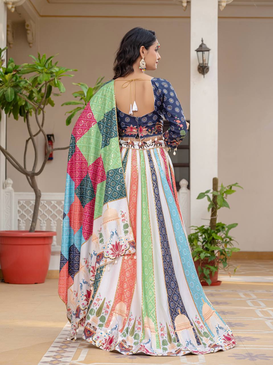 Teeya Creation Multi Colour Creap Silk Navratry Special Lehenga Choli - Distacart