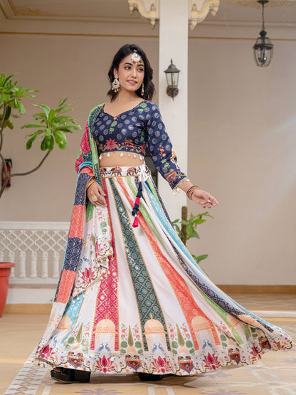 Teeya Creation Multi Colour Creap Silk Navratry Special Lehenga Choli - Distacart