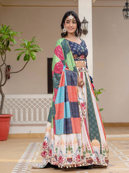 Teeya Creation Multi Colour Creap Silk Navratry Special Lehenga Choli - Distacart