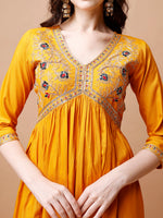Thumbnail for Alia Cut Embroidered Kurta With Pant & Dupatta, Multicolor - Hiral Fashion - Distacart