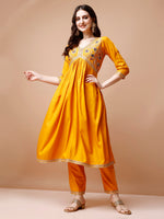 Thumbnail for Alia Cut Embroidered Kurta With Pant & Dupatta, Multicolor - Hiral Fashion - Distacart