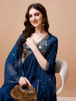 Thumbnail for Alia Cut Embroidered Kurta With Pant & Dupatta, Multicolor - Hiral Fashion - Distacart
