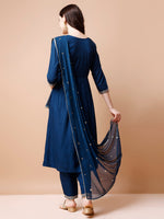 Thumbnail for Alia Cut Embroidered Kurta With Pant & Dupatta, Multicolor - Hiral Fashion - Distacart