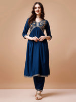 Thumbnail for Alia Cut Embroidered Kurta With Pant & Dupatta, Multicolor - Hiral Fashion - Distacart