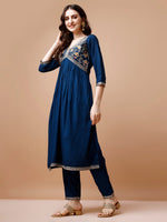 Thumbnail for Alia Cut Embroidered Kurta With Pant & Dupatta, Multicolor - Hiral Fashion - Distacart