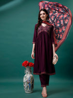 Thumbnail for Alia Cut Embroidered Kurta With Pant & Printed Dupatta, Multicolor - Hiral Fashion - Distacart