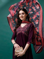 Thumbnail for Alia Cut Embroidered Kurta With Pant & Printed Dupatta, Multicolor - Hiral Fashion - Distacart
