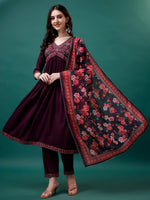 Thumbnail for Alia Cut Embroidered Kurta With Pant & Printed Dupatta, Multicolor - Hiral Fashion - Distacart