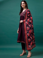 Thumbnail for Alia Cut Embroidered Kurta With Pant & Printed Dupatta, Multicolor - Hiral Fashion - Distacart
