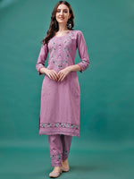 Thumbnail for Embroidered Kurta With Pant & Embroidered Organza Dupatta, Multicolor - Hiral Fashion - Distacart