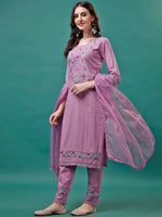 Thumbnail for Embroidered Kurta With Pant & Embroidered Organza Dupatta, Multicolor - Hiral Fashion - Distacart