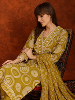 Thumbnail for Embroidered & Printed Cotton Kurta With Pant And Dupatta, Yellow - Hiral Fashion - Distacart