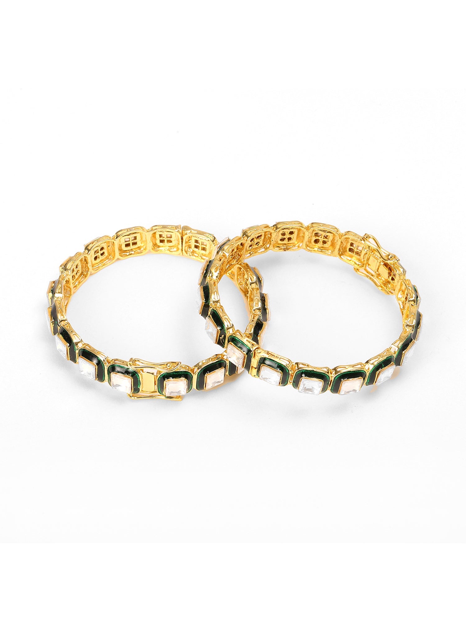 Kundan Meenakari Bangles (set of 2) - Ruby Raang