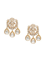 Thumbnail for Chand Kundan Earrings with Teardrops - Ruby Raang