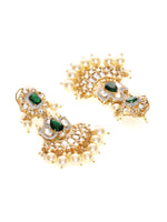 Thumbnail for Dangler Kundan Earrings with Pearls - Ruby Raang