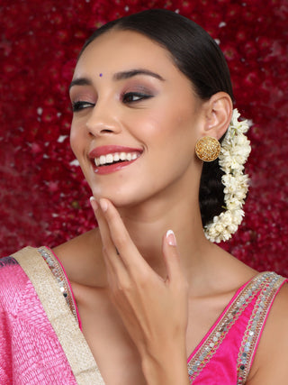 Round Golden Studs - Ruby Raang - Distacart