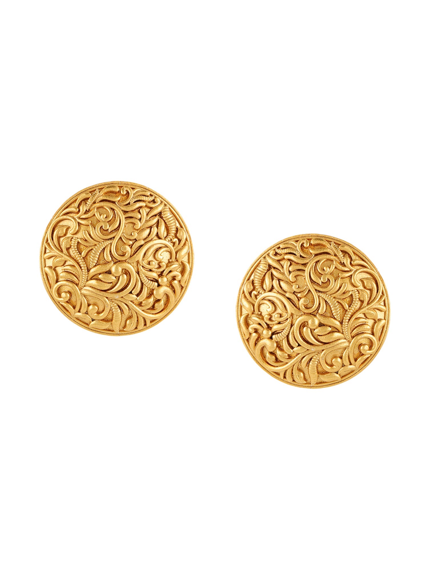 Round Golden Studs - Ruby Raang