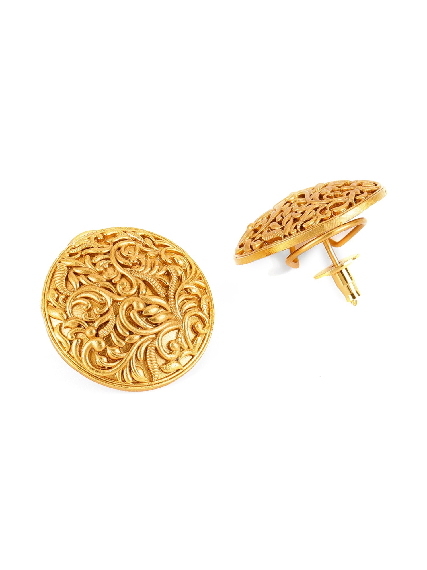 Round Golden Studs - Ruby Raang