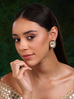 Thumbnail for Meenakari Oversized Green Meenakari Studs - Ruby Raang