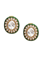 Thumbnail for Meenakari Oversized Green Meenakari Studs - Ruby Raang