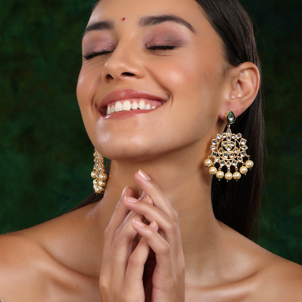 Kundan Chand Earrings - Ruby Raang - Distacart